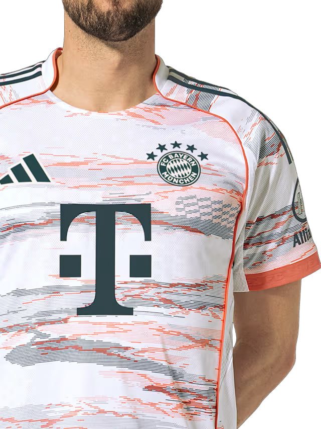 adidas Davies Authentic Away Jersey 25/26 w/ Sponsor + Meister Bundesliga Patch (White/Red)