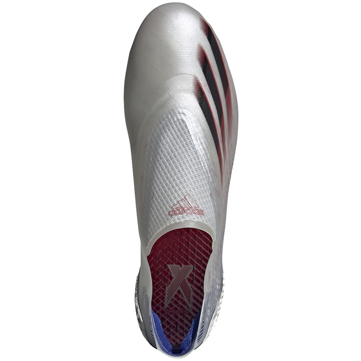 adidas X Ghosted + Firm Ground Cleats - Silver Metallic/Core Black/Scarlet