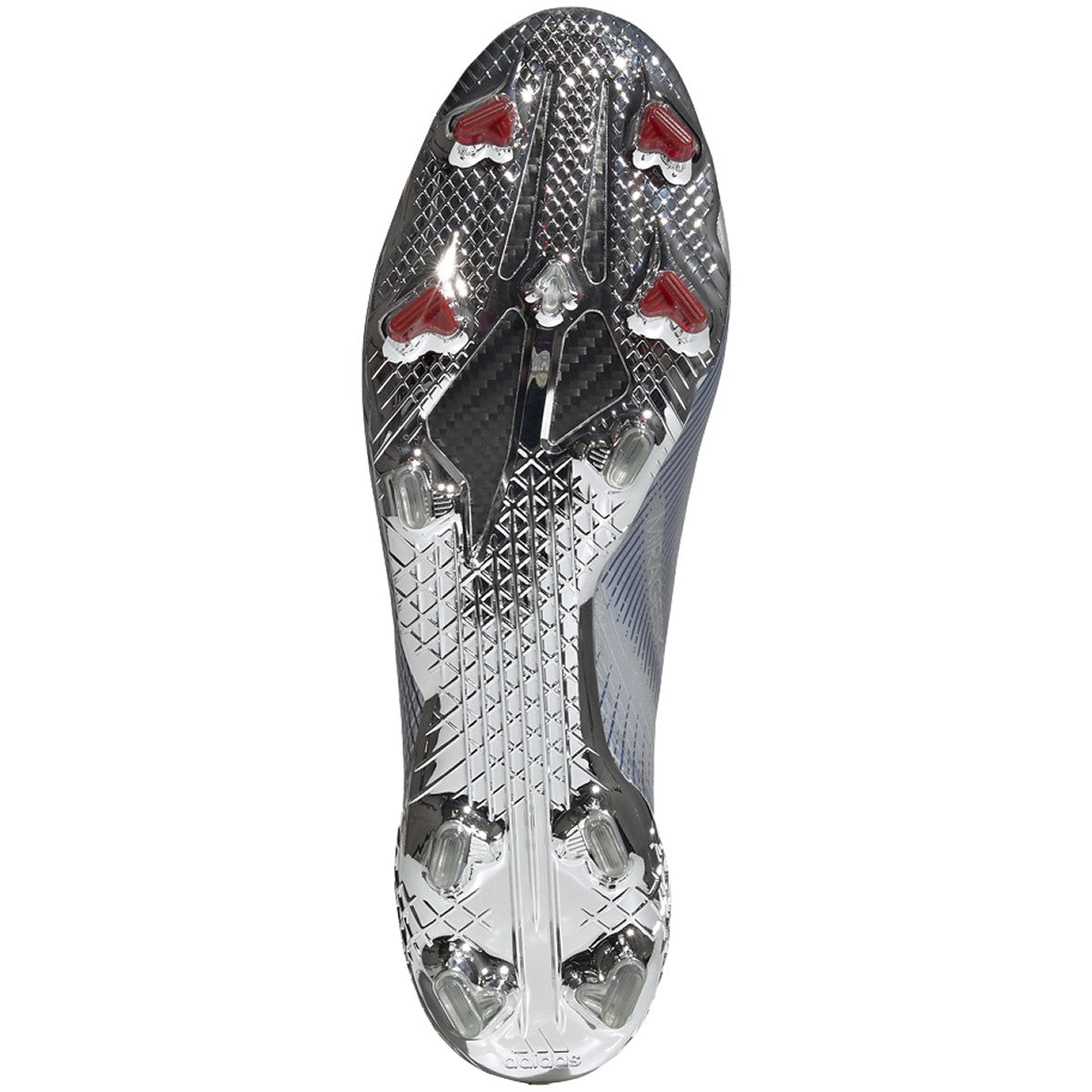adidas X Ghosted + Firm Ground Cleats - Silver Metallic/Core Black/Scarlet