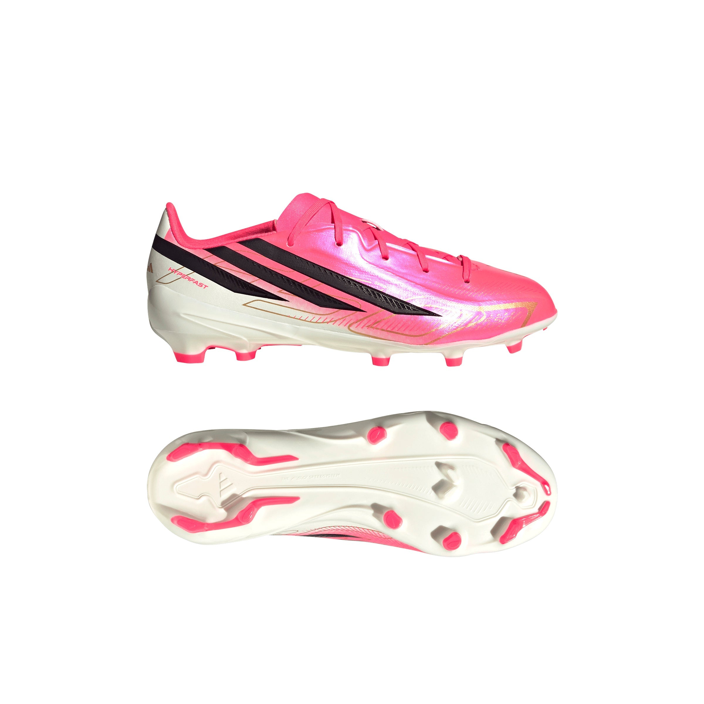 adidas F50 Hyperfast League Kids FG Firm Ground Soccer Cleats-  Solar Turbo / Core Black / Gold Metallic