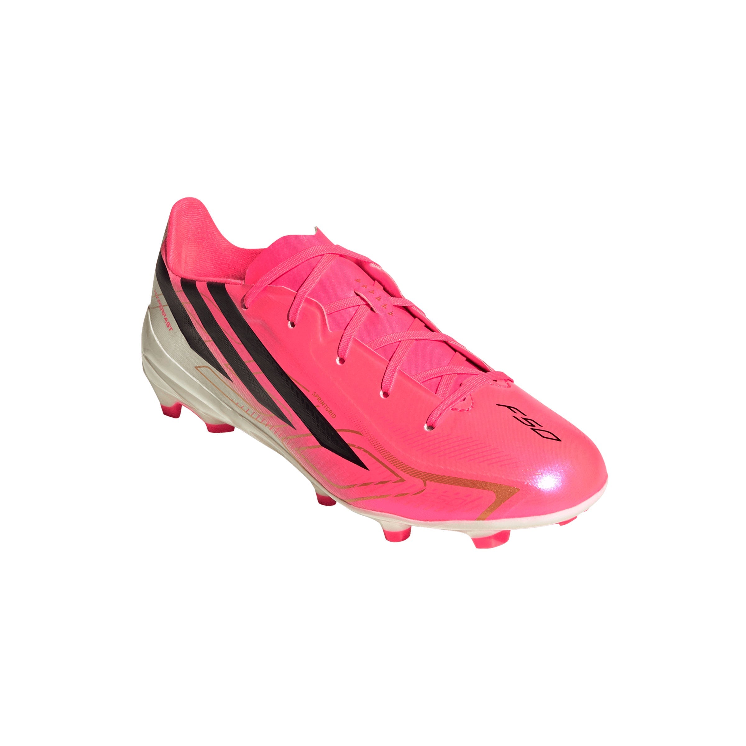 adidas F50 Hyperfast League Kids FG Firm Ground Soccer Cleats-  Solar Turbo / Core Black / Gold Metallic