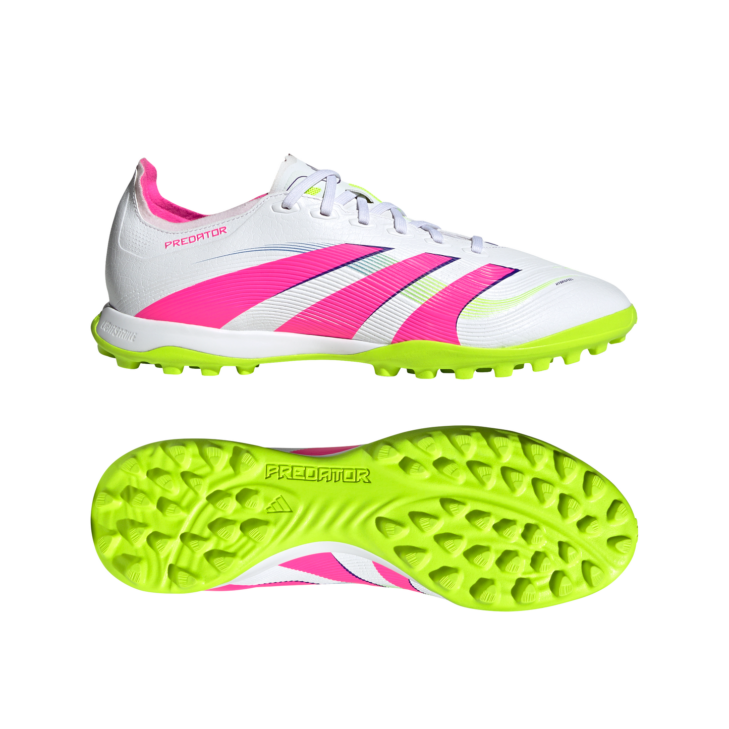 adidas Predator League TF Turf Soccer Cleat -Cloud White / Lucid Pink / Lucid Lemon