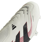 adidas Predator Elite Laceless FG Firm Ground Soccer Cleat - Off White/ Core Black/ Pure Ruby
