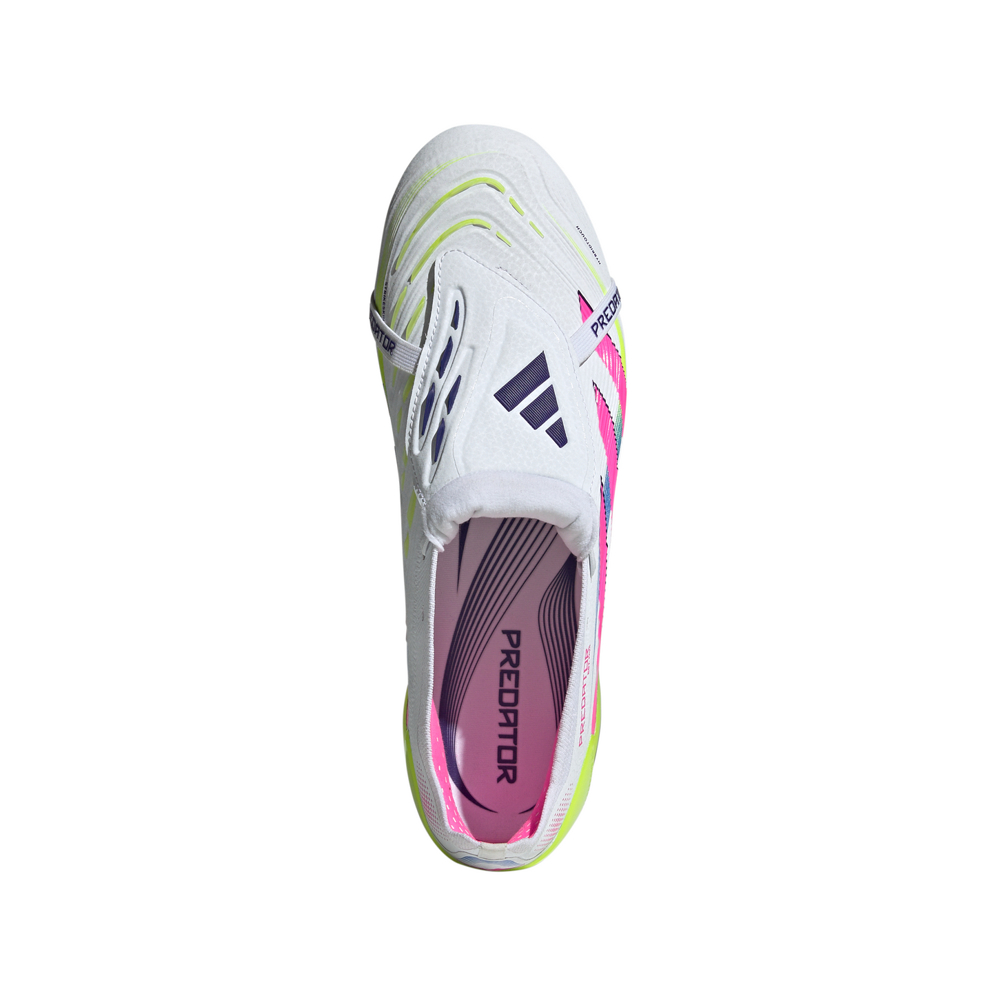 adidas Predator Elite Fold Tongue Firm Ground Cleats FG Firm Ground Soccer Cleat -Cloud White/Lucid Pink/Lucid Lemon