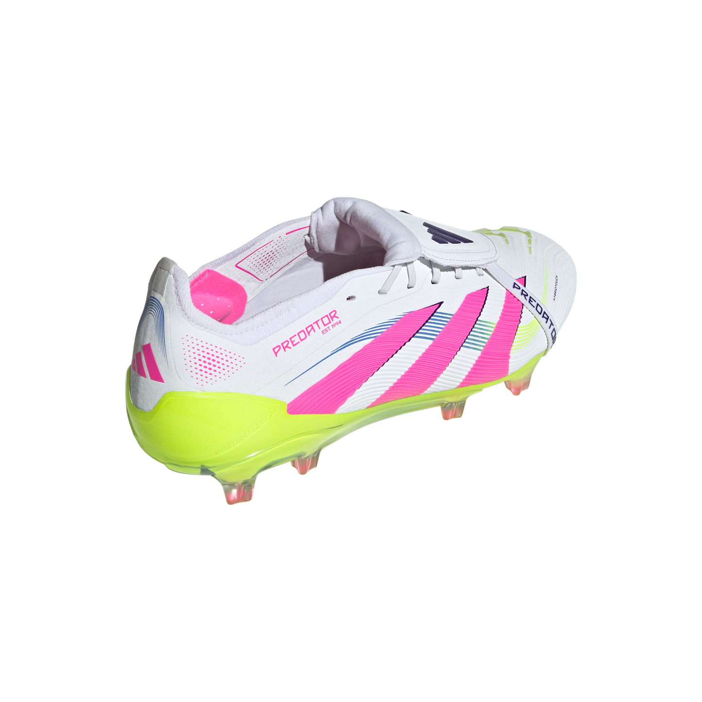 adidas Predator Elite Fold Tongue Firm Ground Cleats FG Firm Ground Soccer Cleat -Cloud White/Lucid Pink/Lucid Lemon