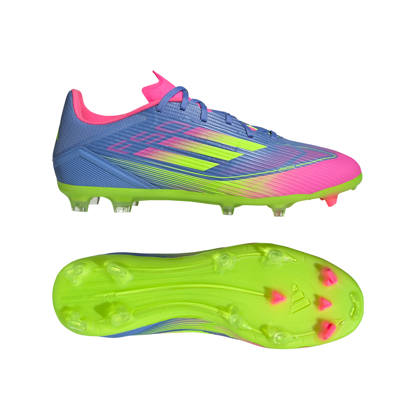 adidas  F50 League FG Firm Ground Soccer Cleats-Blue Fusion / Lucid Lemon / Lucid Pink