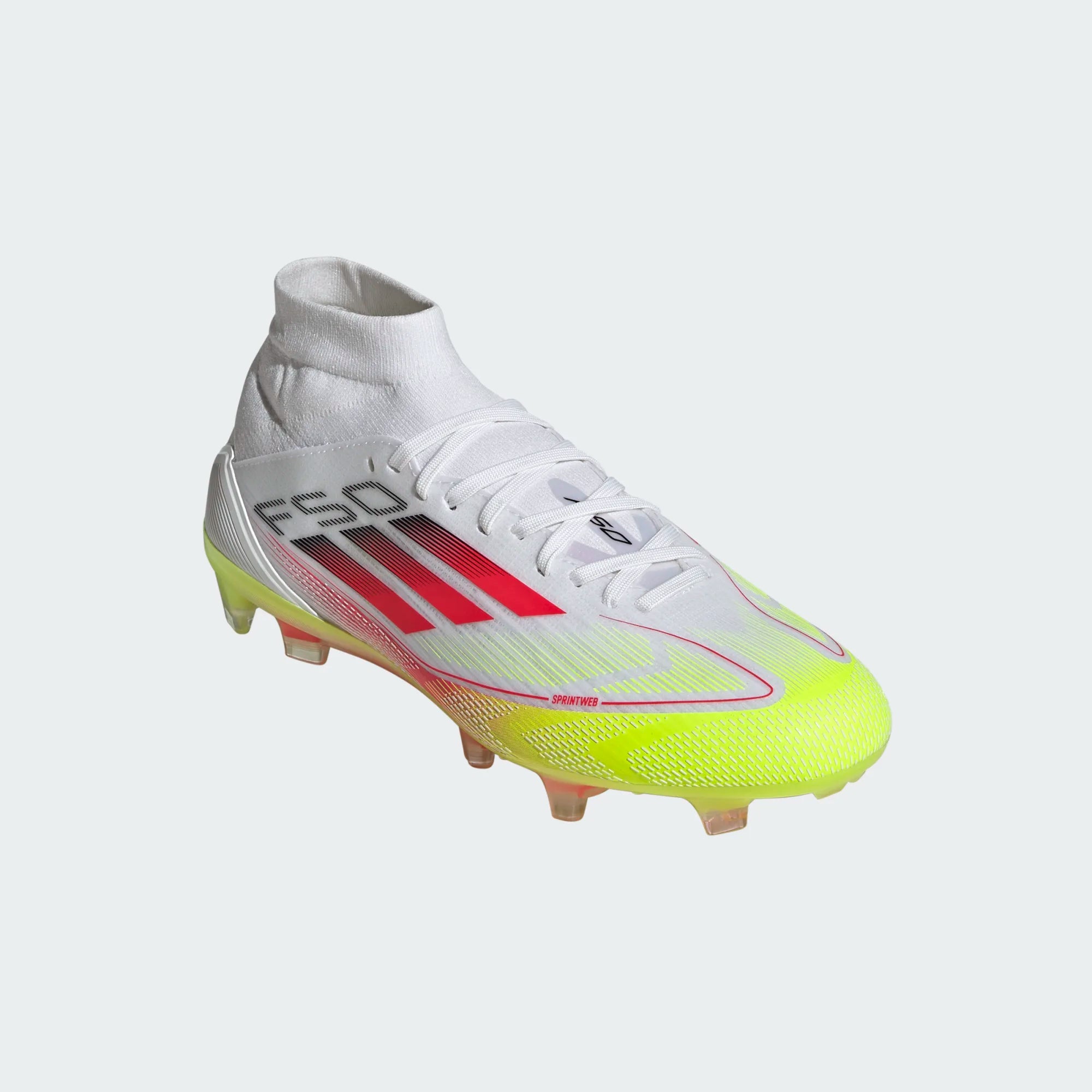 Adidas Womens F50 Pro MID FG/MG-White/Lucid Red/Volt