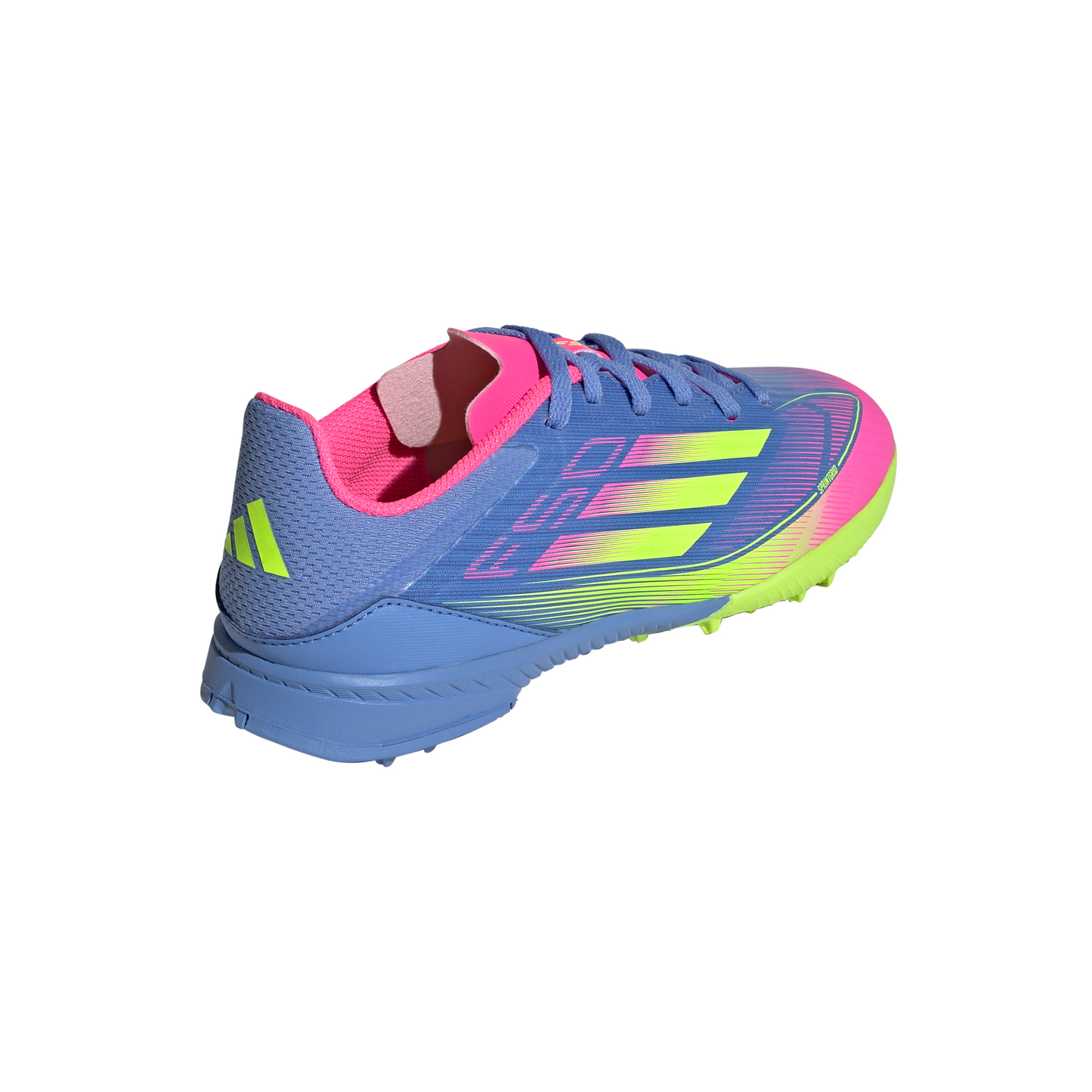 adidas F50 League Junior TF Turf Soccer Cleats- Blue Fusion/Lucid Lemon/ Lucid Pink