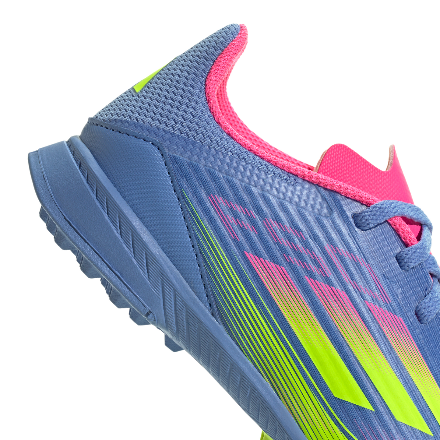 adidas F50 League Junior TF Turf Soccer Cleats- Blue Fusion/Lucid Lemon/ Lucid Pink