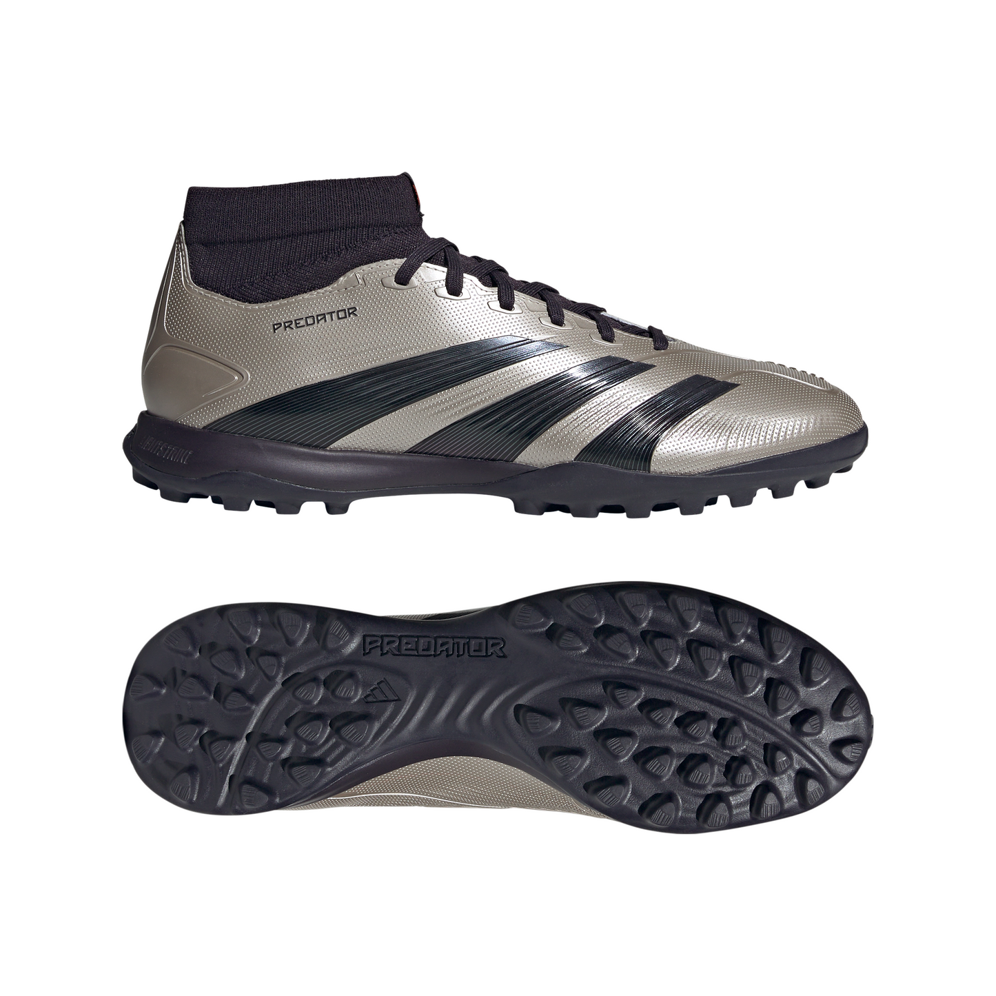 adidas Predator League Turf Soccer Cleat - Platin Metallic/ Aurora Black/ Turbo