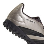 adidas Predator Club TF Turf Junior Soccer Shoes- Platin Metallic/ Aurora Black/ Turbo