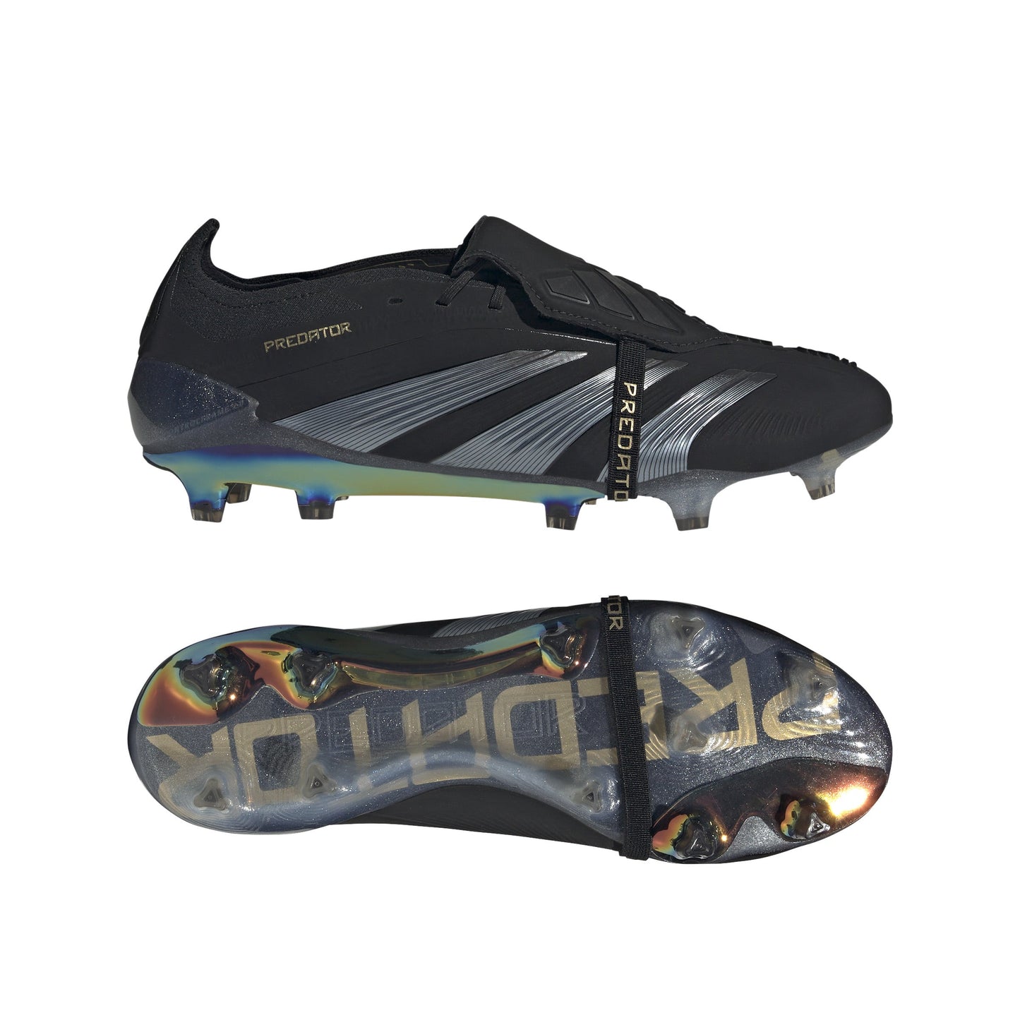 adidas Predator Elite Fold Tounge FG Firm Ground Soccer Cleat - Core Black / Carbon / Gold Metallic