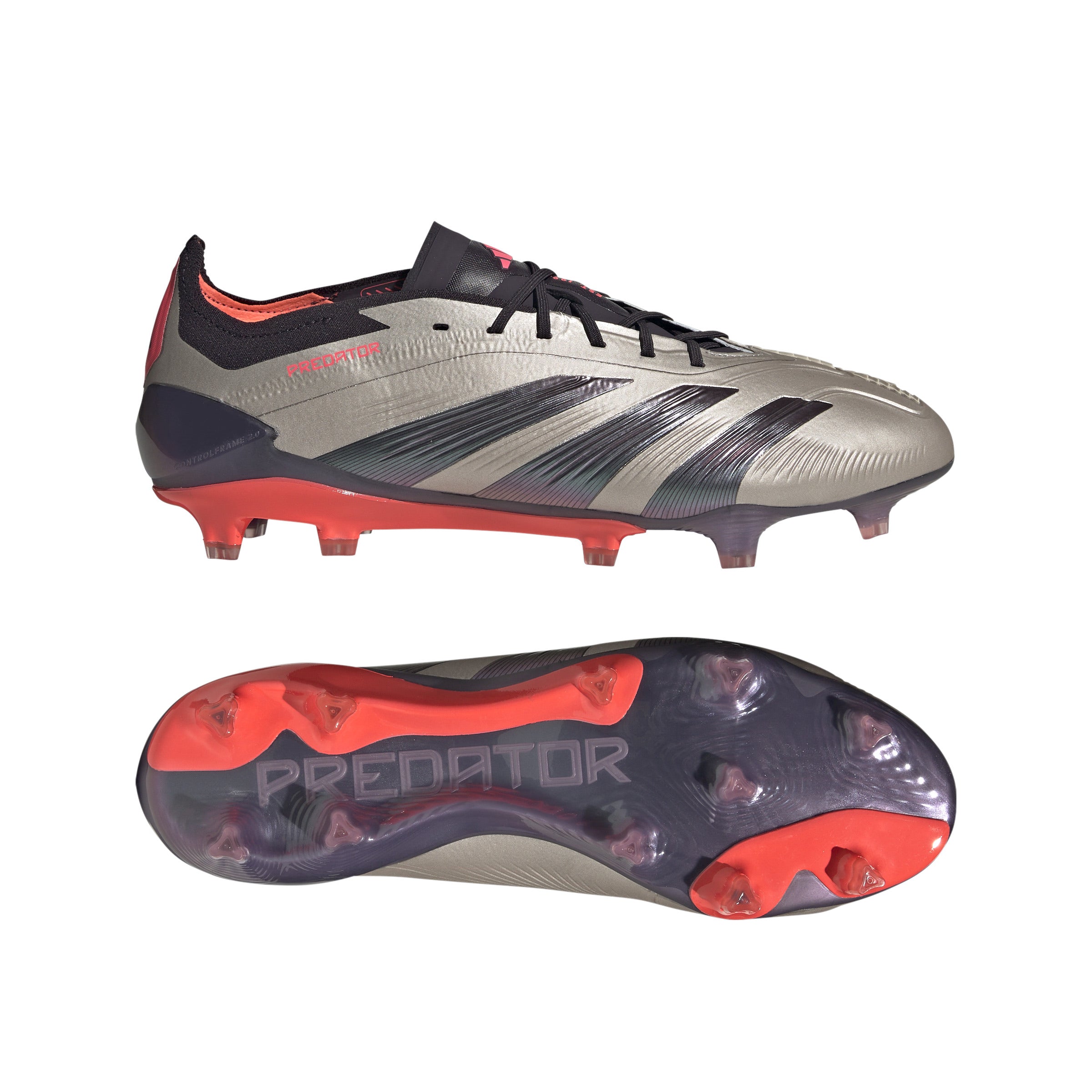 adidas Predator Elite FG Firm Ground Soccer Cleat -Platin Metallic/ Aurora Black/ Turbo