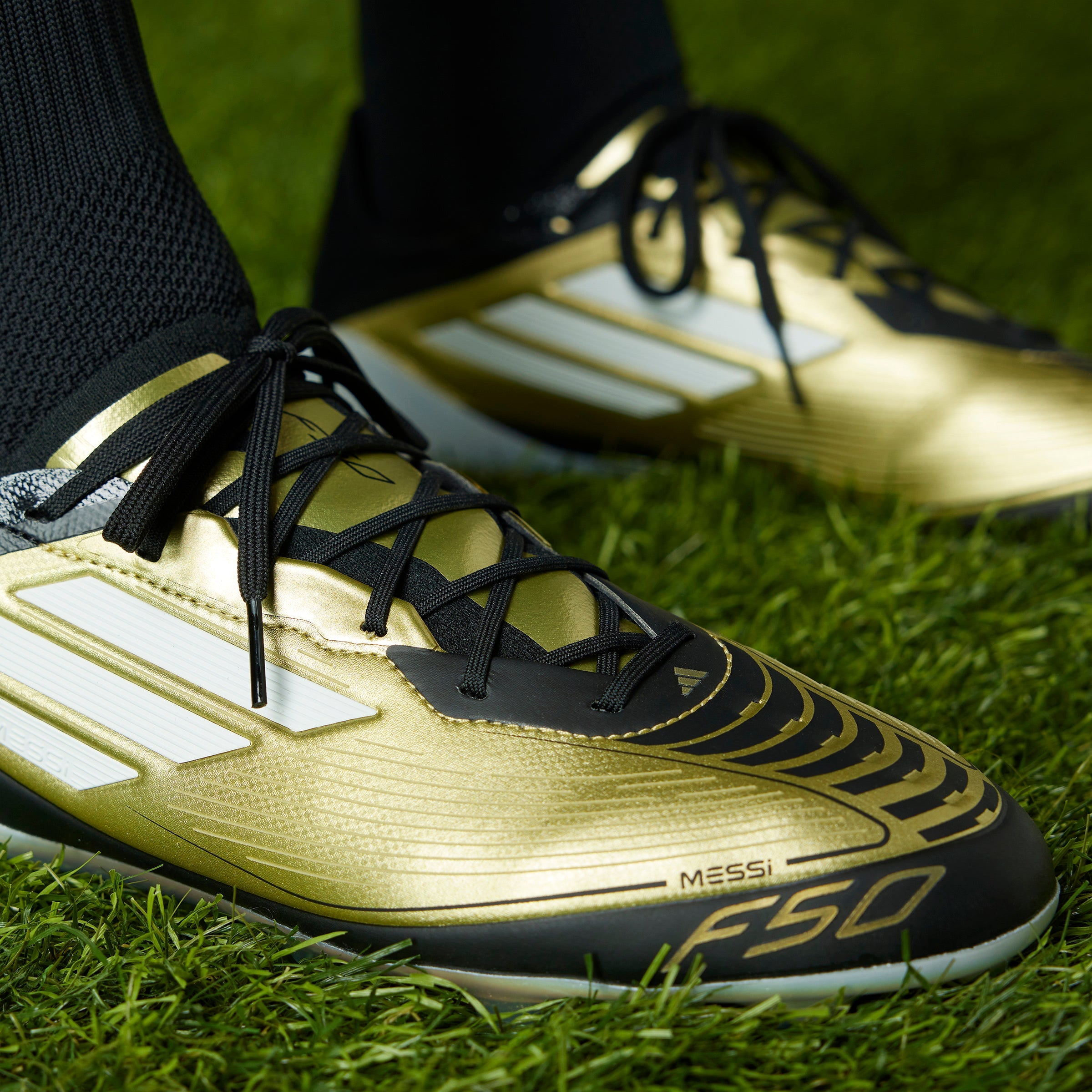 adidas Messi F50 Elite FG Firm Ground Soccer Cleats-  Gold/White/Cloud Black