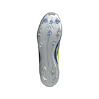 adidas F50 League Messi FG Firm Ground Soccer Cleats- Silver Metallic/Solar Yellow/Lucid Blue