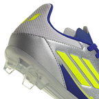 adidas Messi F50 League Junior FG Firm Ground Soccer Cleats -Silver Metallic/Solar Yellow/Lucid Blue