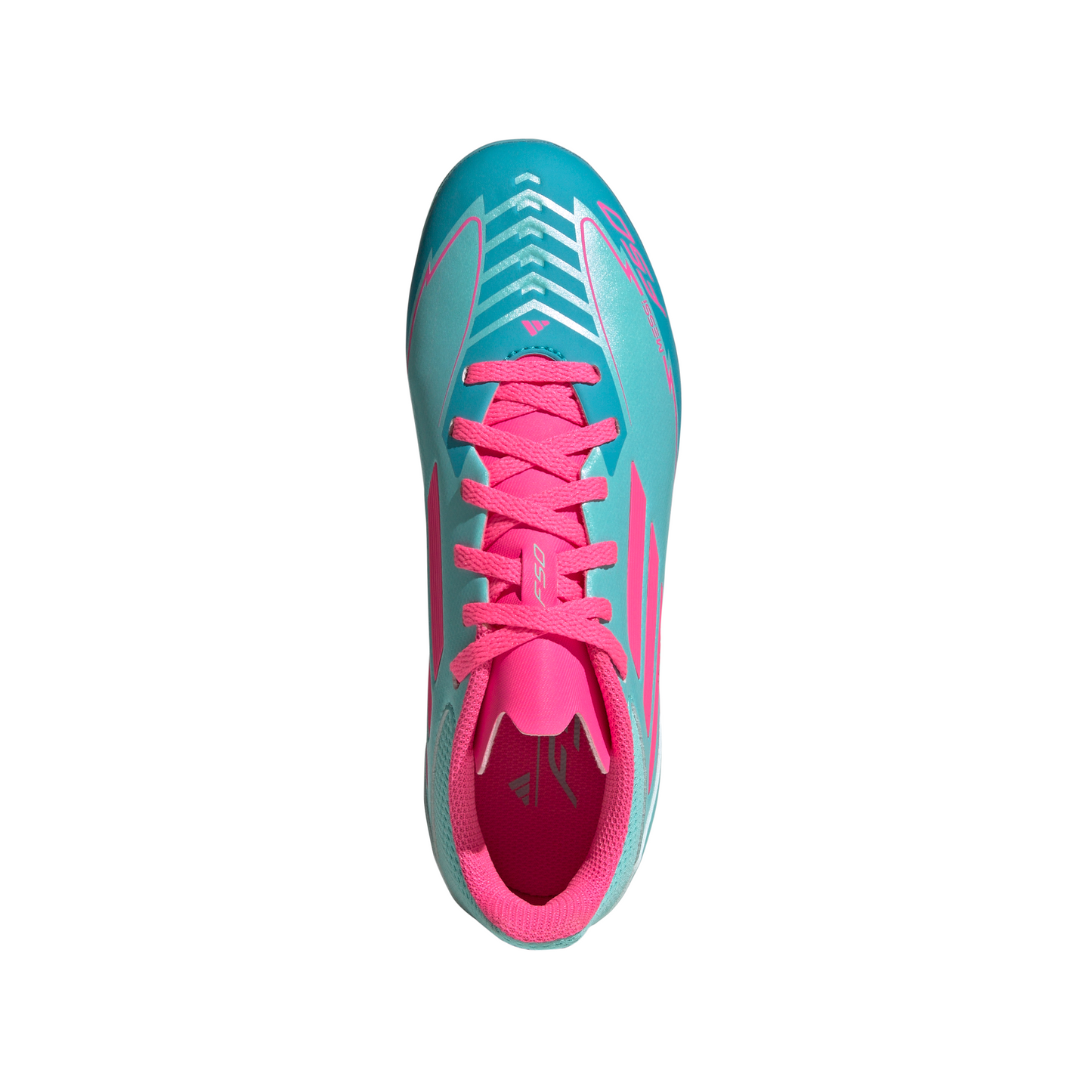 adidas Messi F50 League Junior FG Firm Ground Soccer Cleats -  Flash Aqua /Lucid Pink/Lucid Cyan