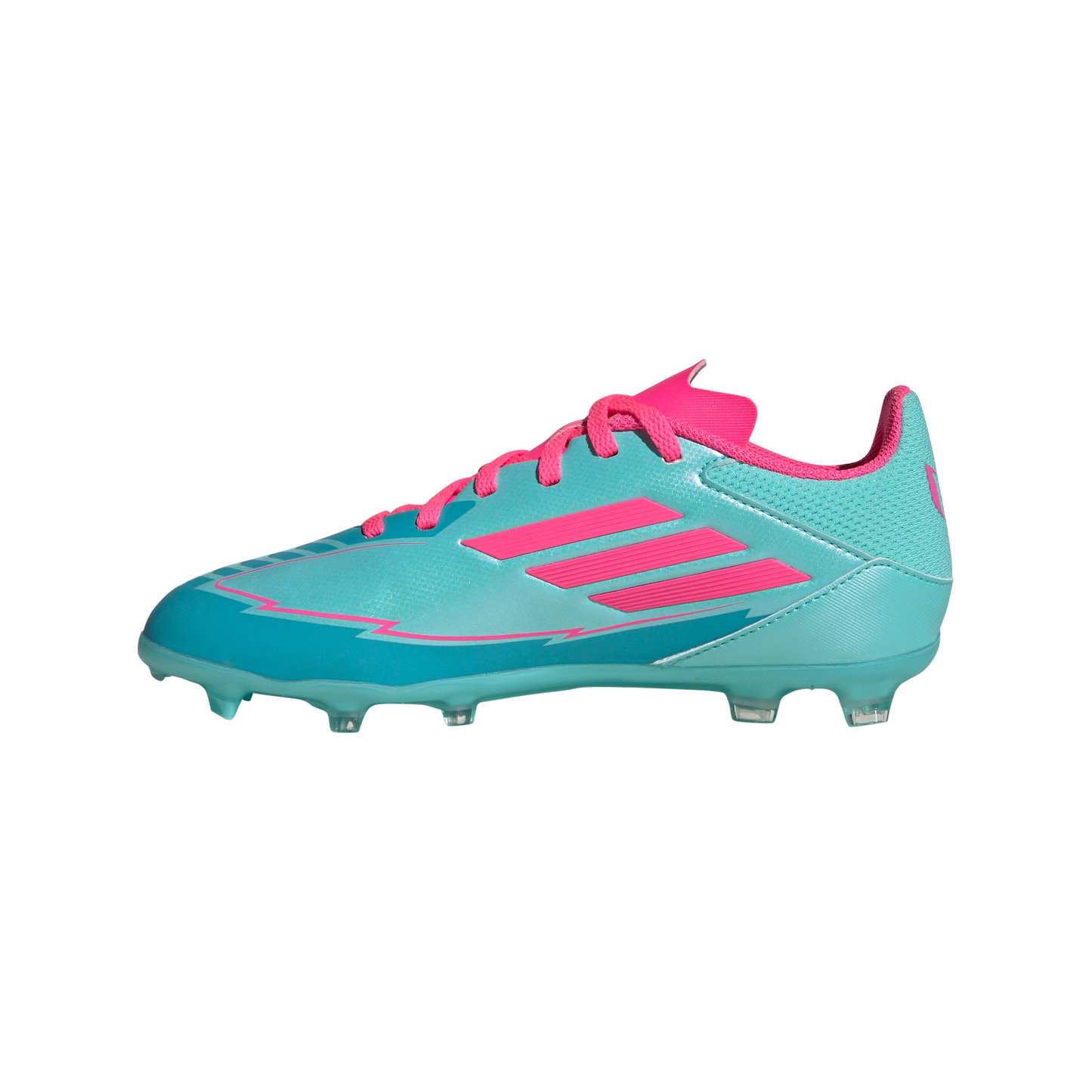 adidas Messi F50 League Junior FG Firm Ground Soccer Cleats -  Flash Aqua /Lucid Pink/Lucid Cyan