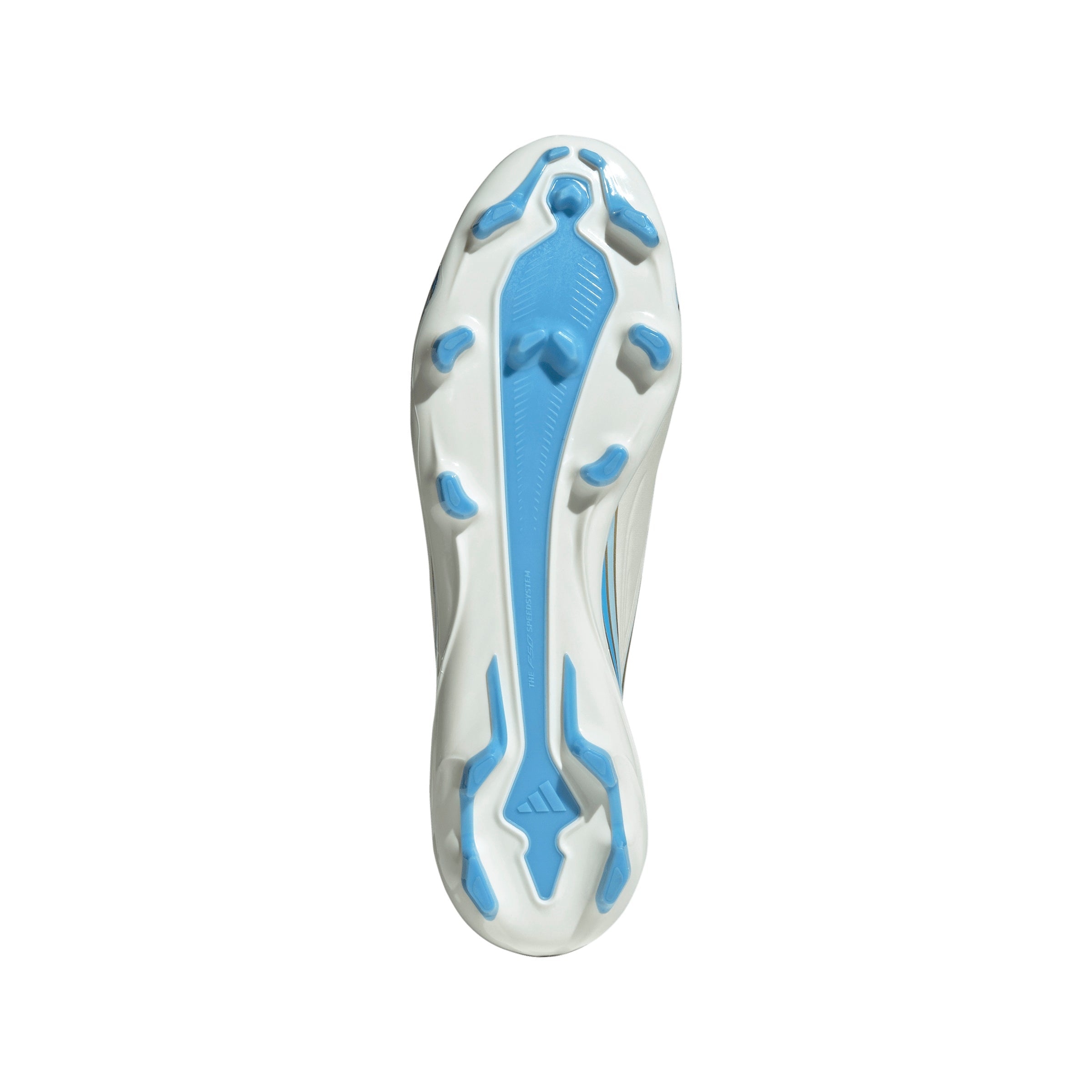 adidas Messi F50 League FG Firm Ground Soccer Cleats- Ivory / Semi Blue Burst / Icey Blue