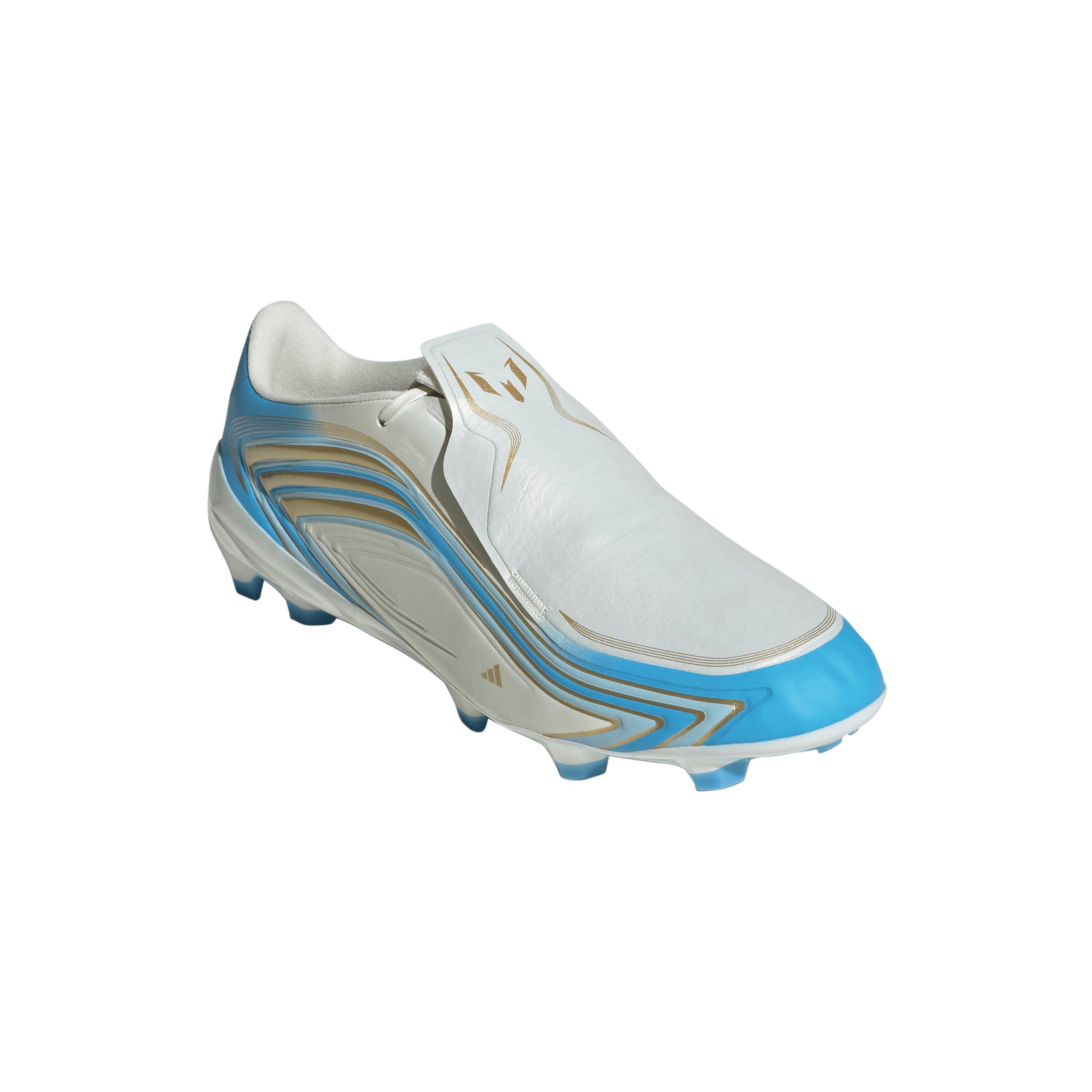 adidas Messi F50 League FG Firm Ground Soccer Cleats- Ivory / Semi Blue Burst / Icey Blue