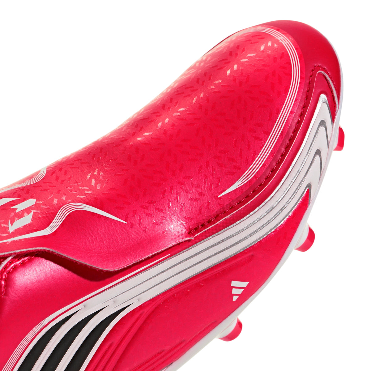 adidas F50 Messi League Laceless Junior FG Firm Ground Soccer Cleats -Lucid Red / Core Black / Pure Ruby