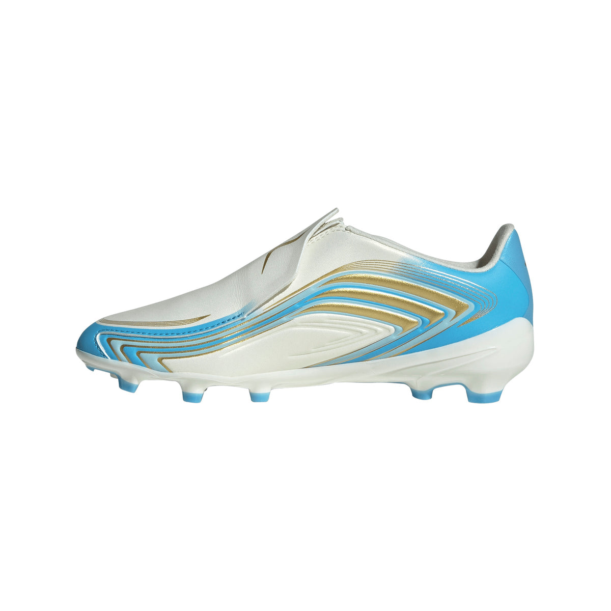 adidas F50 Messi League Junior FG Firm Ground Soccer Cleats - Ivory / Semi Blue Burst / Icey Blue