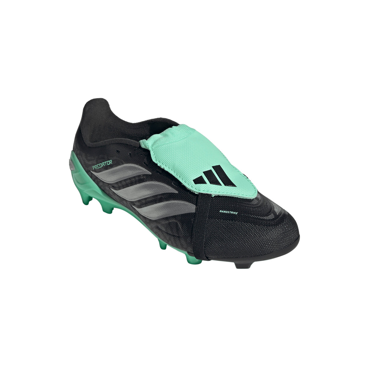 adidas Predator League FoldTongue  FT FG Junior Firm Ground Soccer Cleats - Core Black / Silver Metallic / Pulse Mint