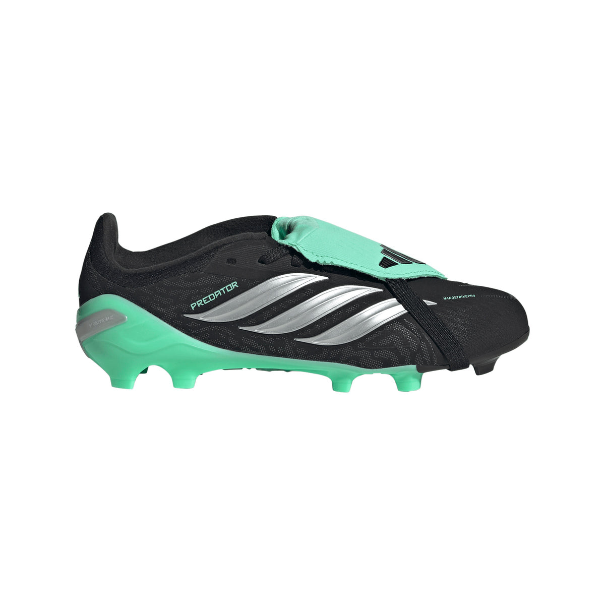 adidas Predator Elite FT FG Junior Fold-Tongue Firm Ground Soccer Cleat-  Core Black / Silver Metallic / Pulse Mint