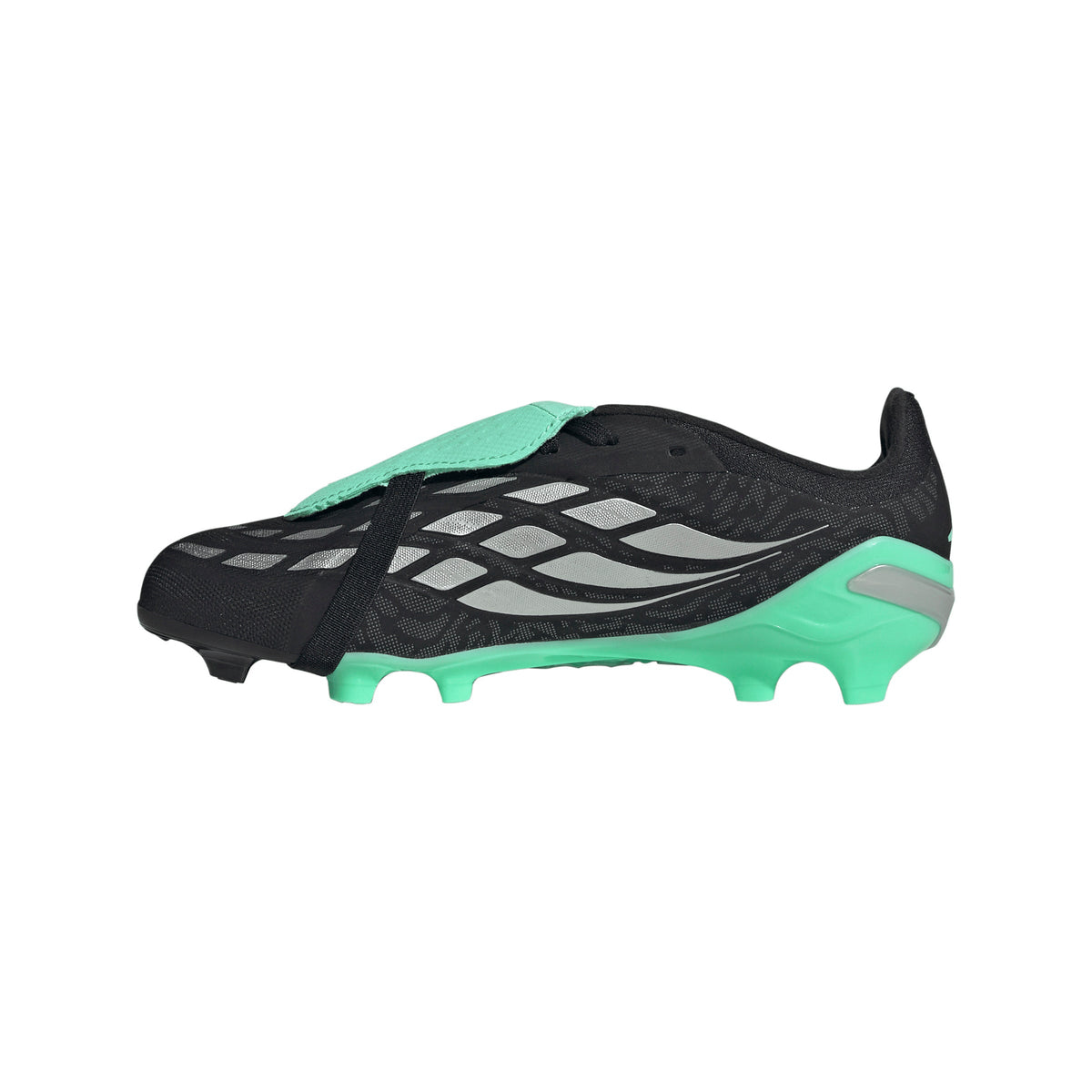 adidas Predator Elite FT FG Junior Fold-Tongue Firm Ground Soccer Cleat-  Core Black / Silver Metallic / Pulse Mint