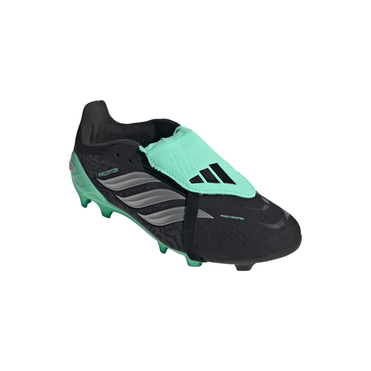 adidas Predator Elite FT FG Junior Fold-Tongue Firm Ground Soccer Cleat-  Core Black / Silver Metallic / Pulse Mint