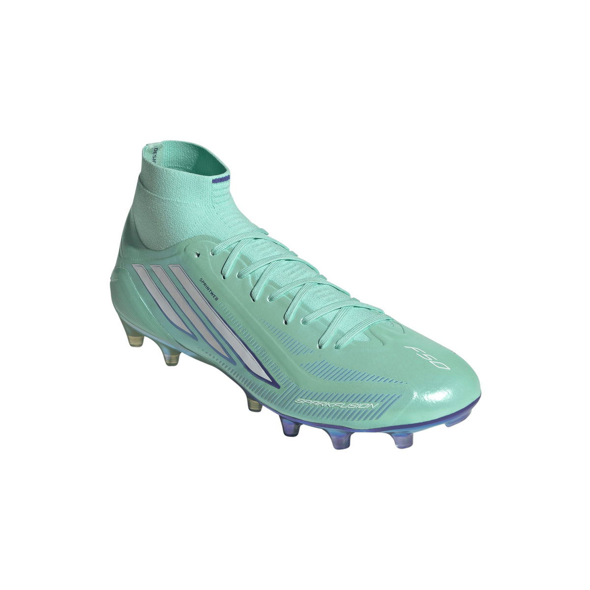 adidas Women’s F50 Sparkfusion Elite Mid FG Firm Ground/Artificial Grass - Clear Mint / Cloud White / Solar Purple