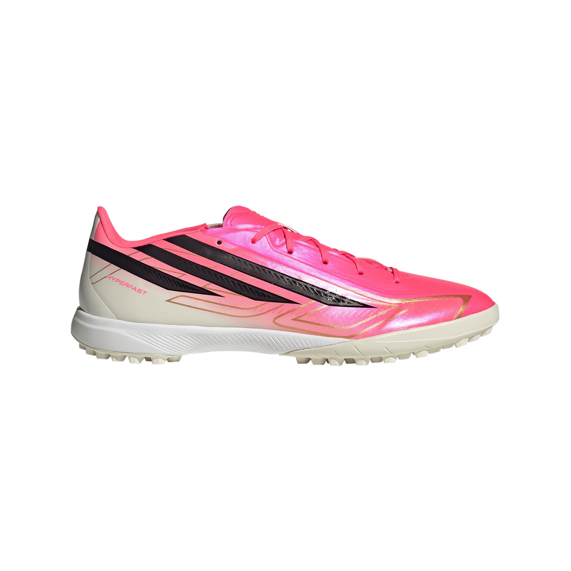 adidas F50 Hyperfast League TF Turf Soccer Cleats -Solar Turbo / Core Black / Gold Metallic