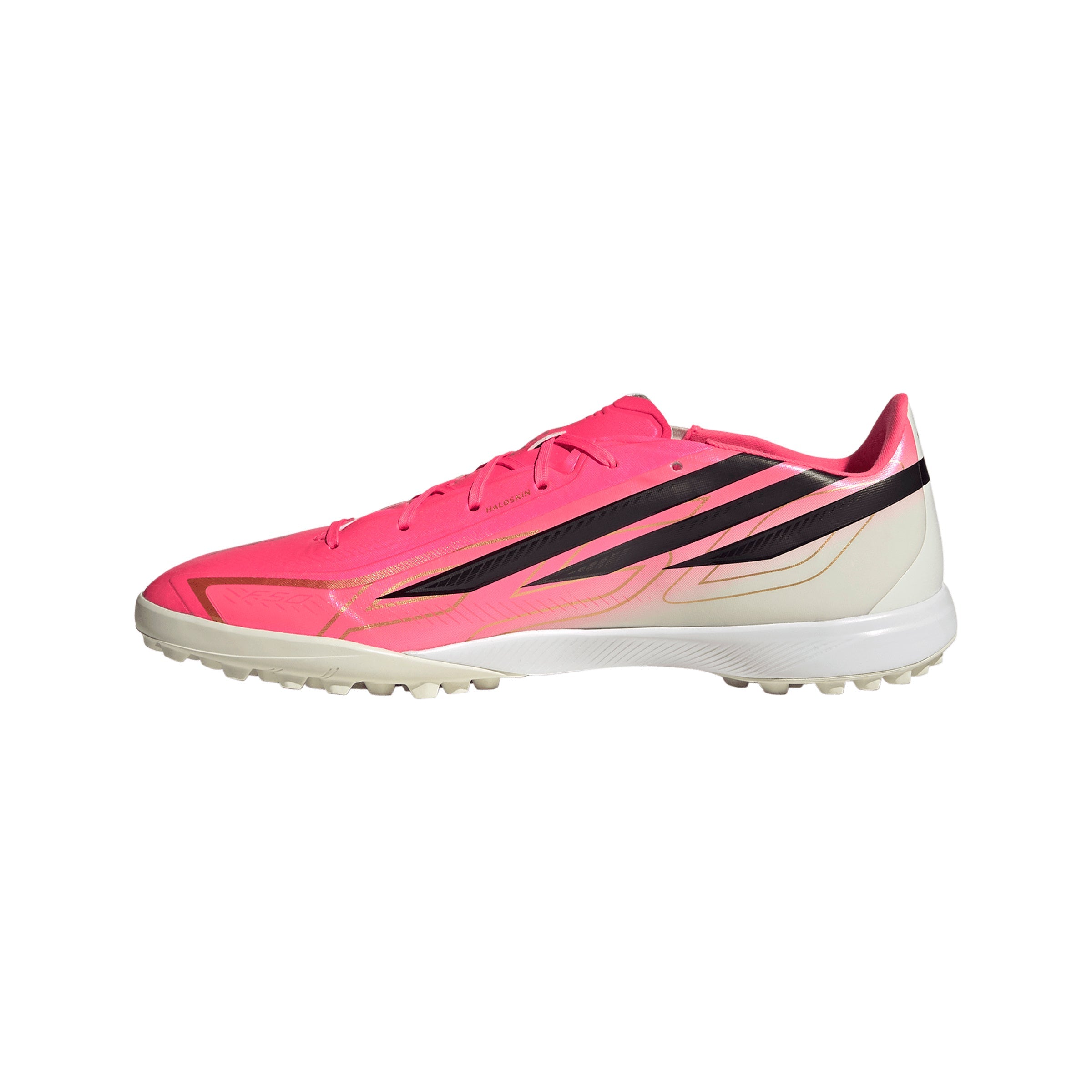 adidas F50 Hyperfast League TF Turf Soccer Cleats -Solar Turbo / Core Black / Gold Metallic