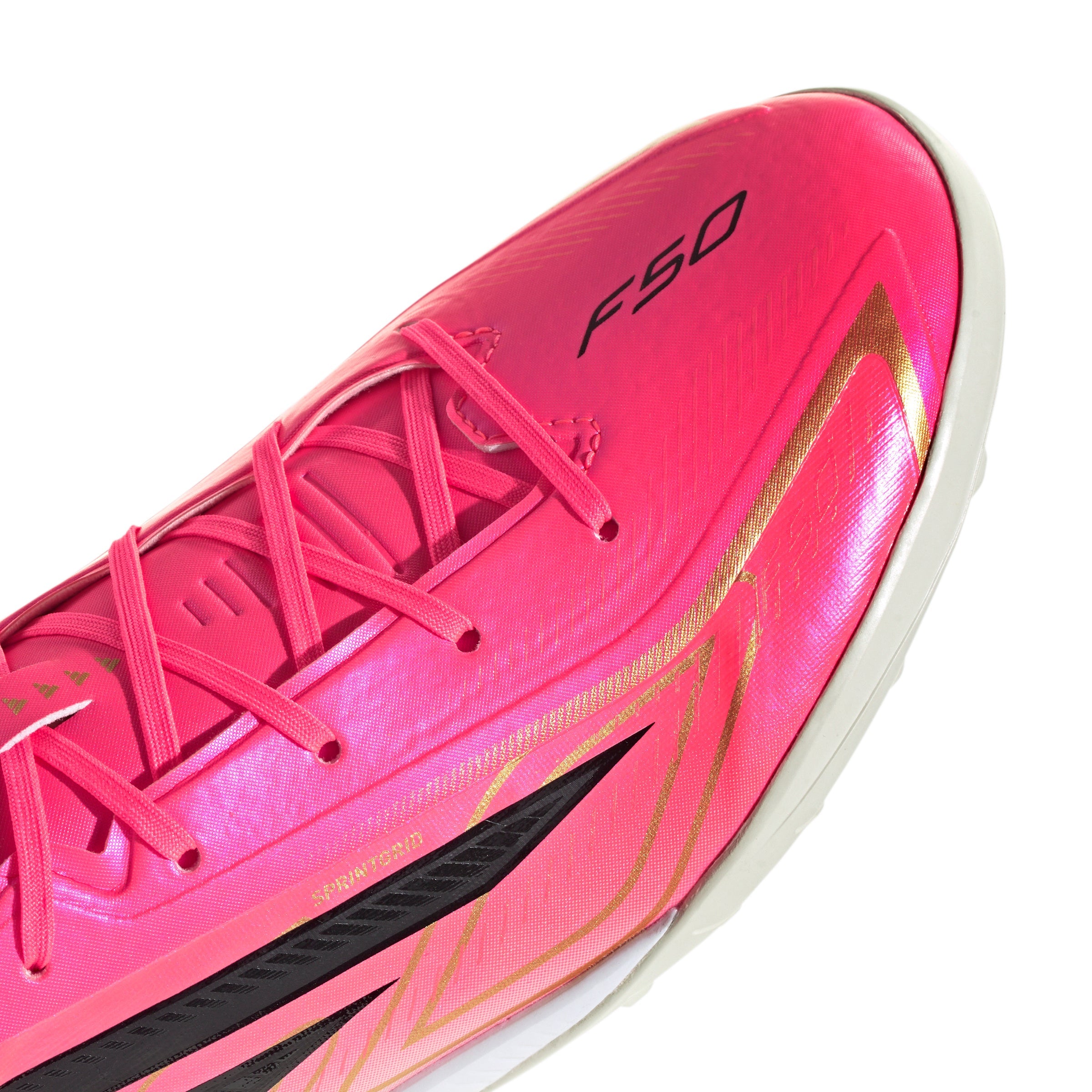 adidas F50 Hyperfast League TF Turf Soccer Cleats -Solar Turbo / Core Black / Gold Metallic