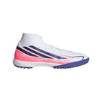 adidas F50 Hyperfast League Mid TF Turf Soccer Cleats - Cloud White / Solar Purple / Solar Turbo