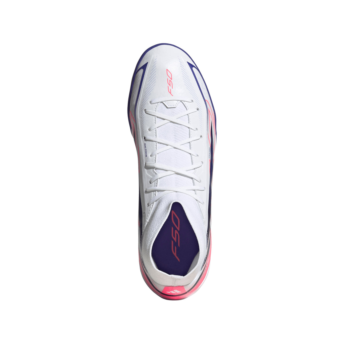 adidas F50 Hyperfast League Mid TF Turf Soccer Cleats - Cloud White / Solar Purple / Solar Turbo