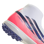 adidas F50 Hyperfast League Mid TF Turf Soccer Cleats - Cloud White / Solar Purple / Solar Turbo