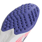 adidas F50 Hyperfast League Mid TF Turf Soccer Cleats - Cloud White / Solar Purple / Solar Turbo