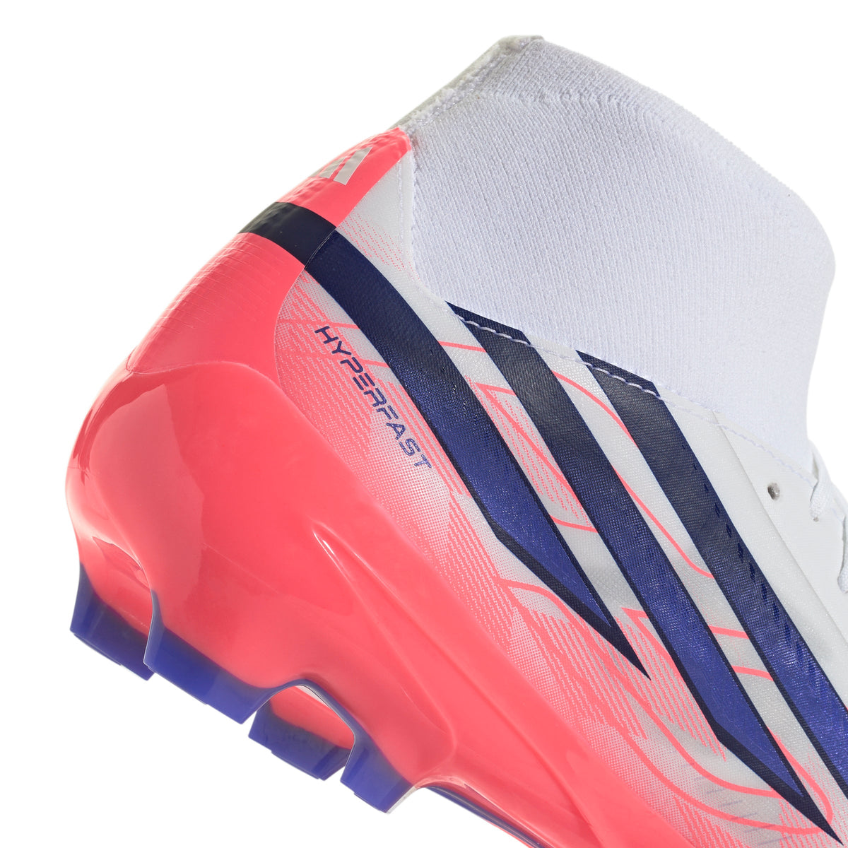 adidas F50 Hyperfast League Mid FG Firm Ground Soccer Cleats - Cloud White / Solar Purple / Solar Turbo