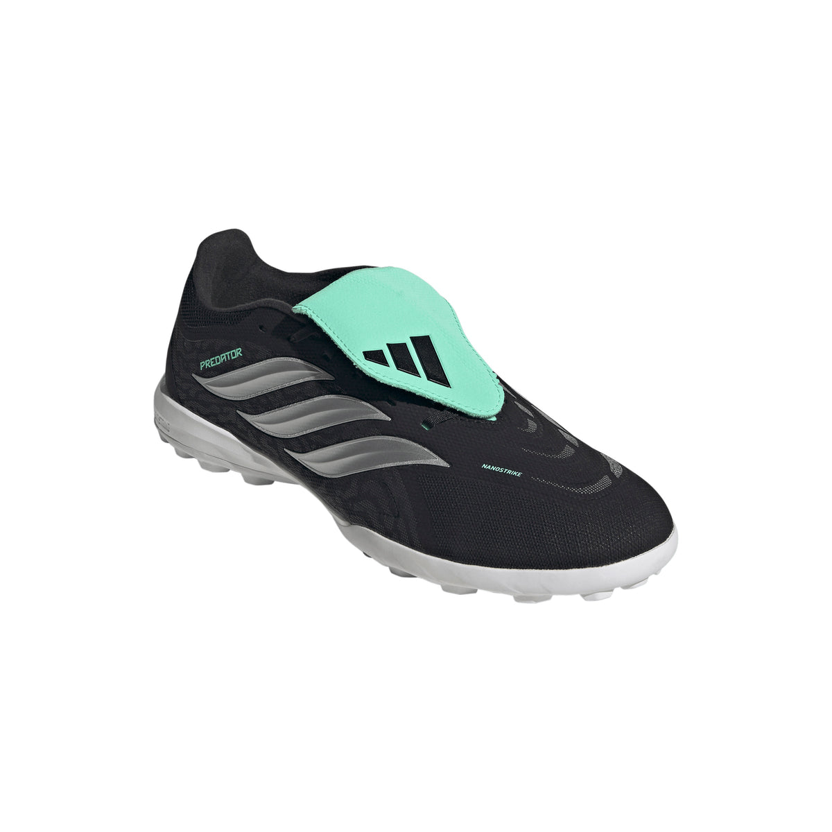 adidas Predator League FoldTongue TF Turf Soccer Cleat - Core Black / Silver Metallic / Pulse Mint
