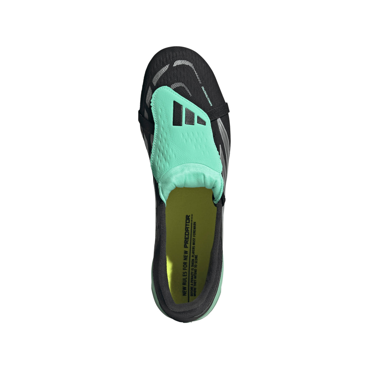 adidas Predator Pro Fold Tongue FT FG Firm Ground Soccer Cleats -Core Black / Silver Metallic / Pulse Mint