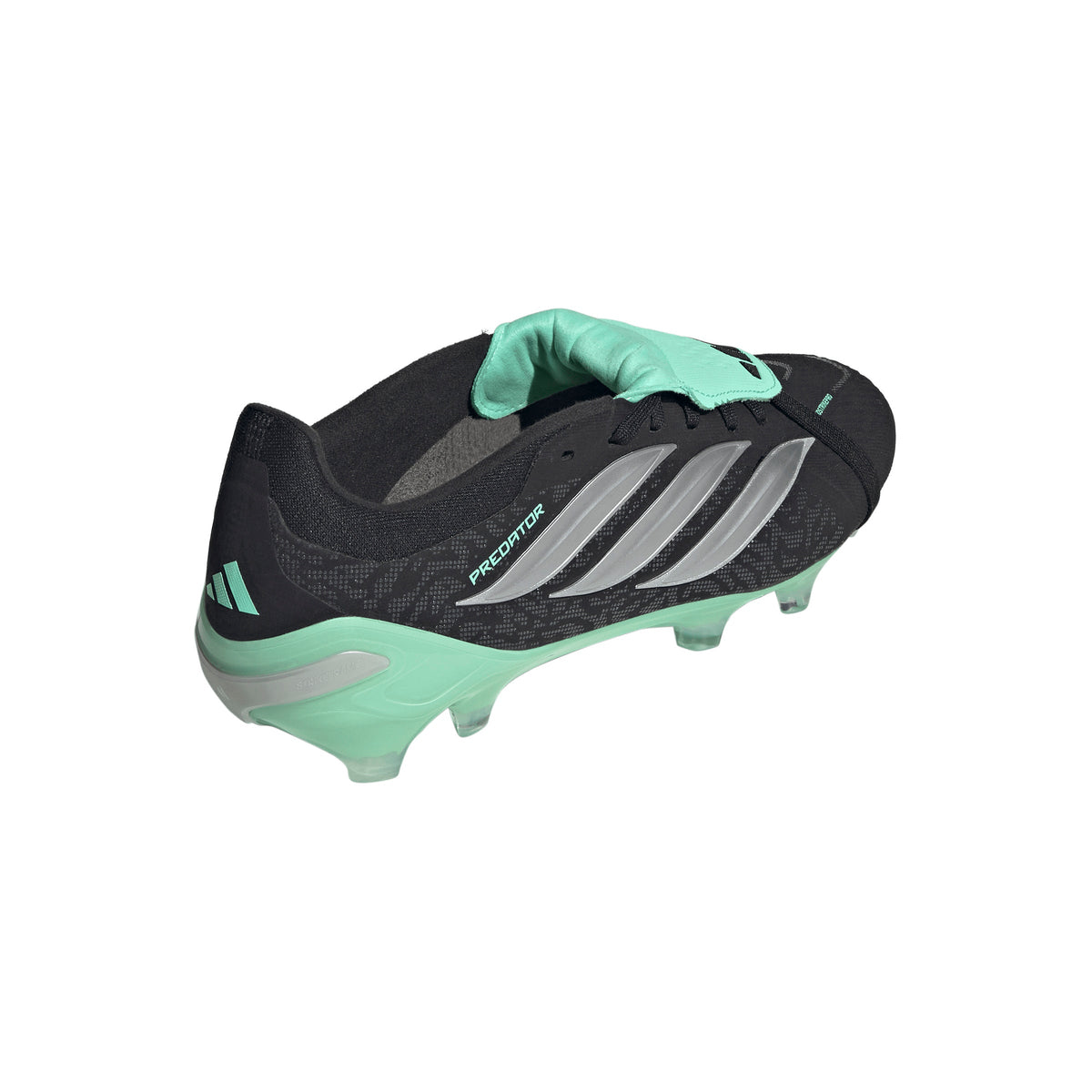 adidas Predator Pro Fold Tongue FT FG Firm Ground Soccer Cleats -Core Black / Silver Metallic / Pulse Mint