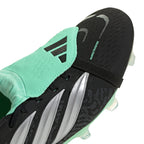 adidas Predator Pro Fold Tongue FT FG Firm Ground Soccer Cleats -Core Black / Silver Metallic / Pulse Mint
