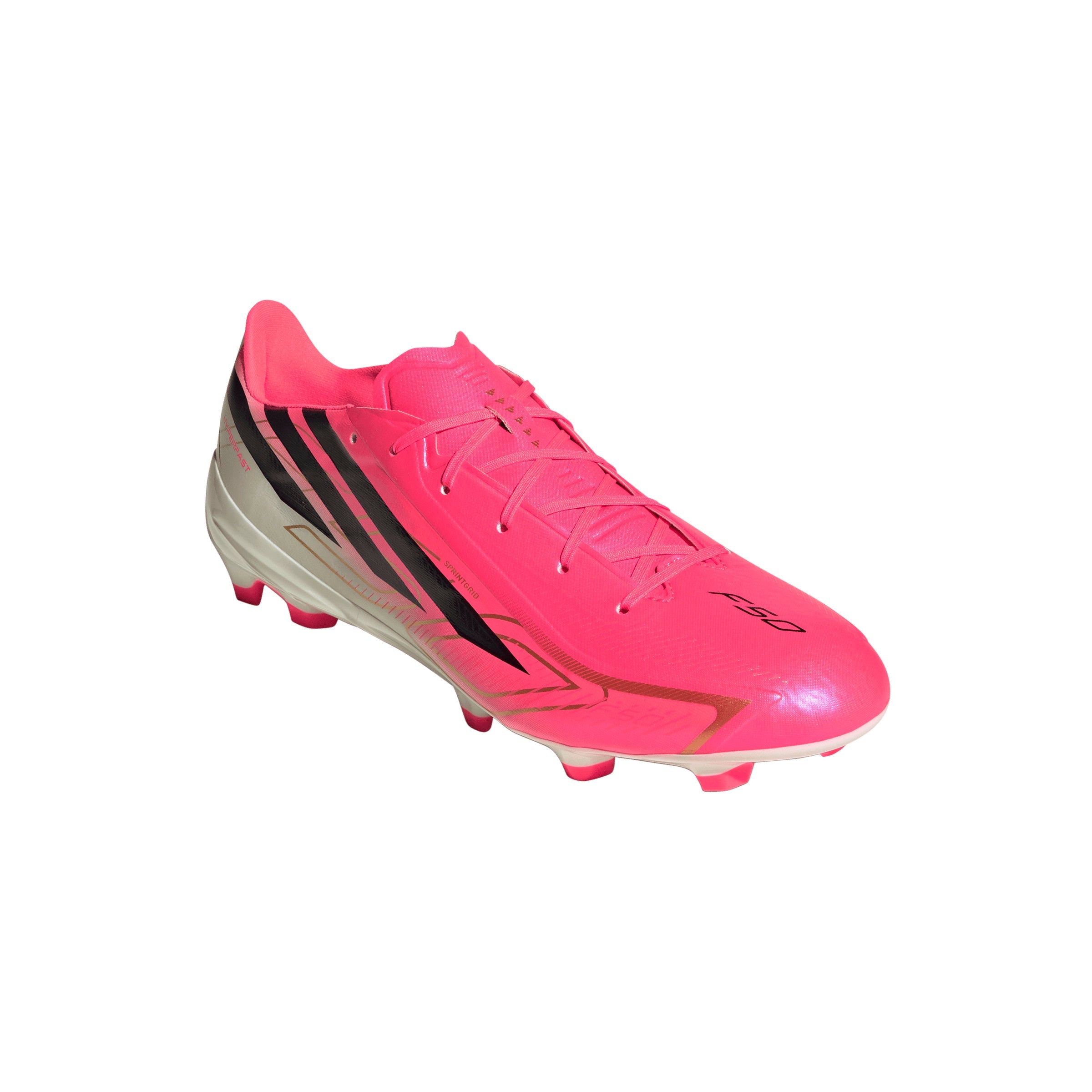 adidas F50 Hyperfast League FG Firm Ground Soccer Cleats -Solar Turbo / Core Black / Gold Metallic