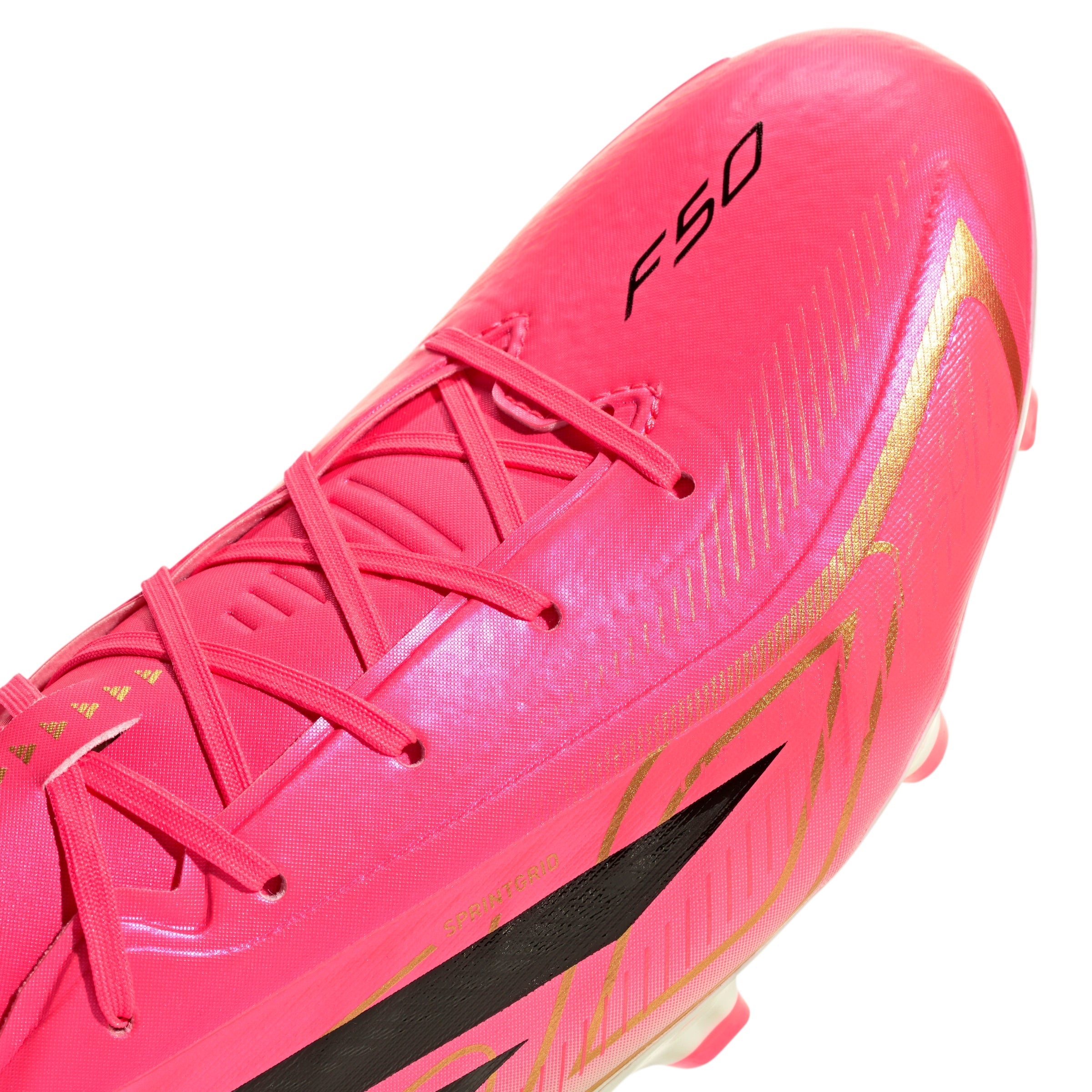 adidas F50 Hyperfast League FG Firm Ground Soccer Cleats -Solar Turbo / Core Black / Gold Metallic