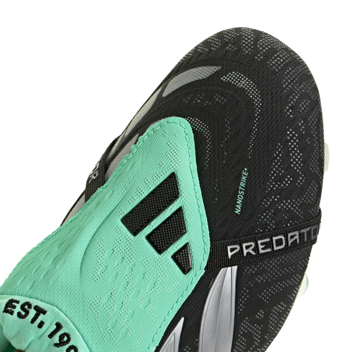 adidas Predator Elite FoldTongue FT FG Firm Ground Soccer Cleats- Core Black / Silver Metallic / Pulse Mint