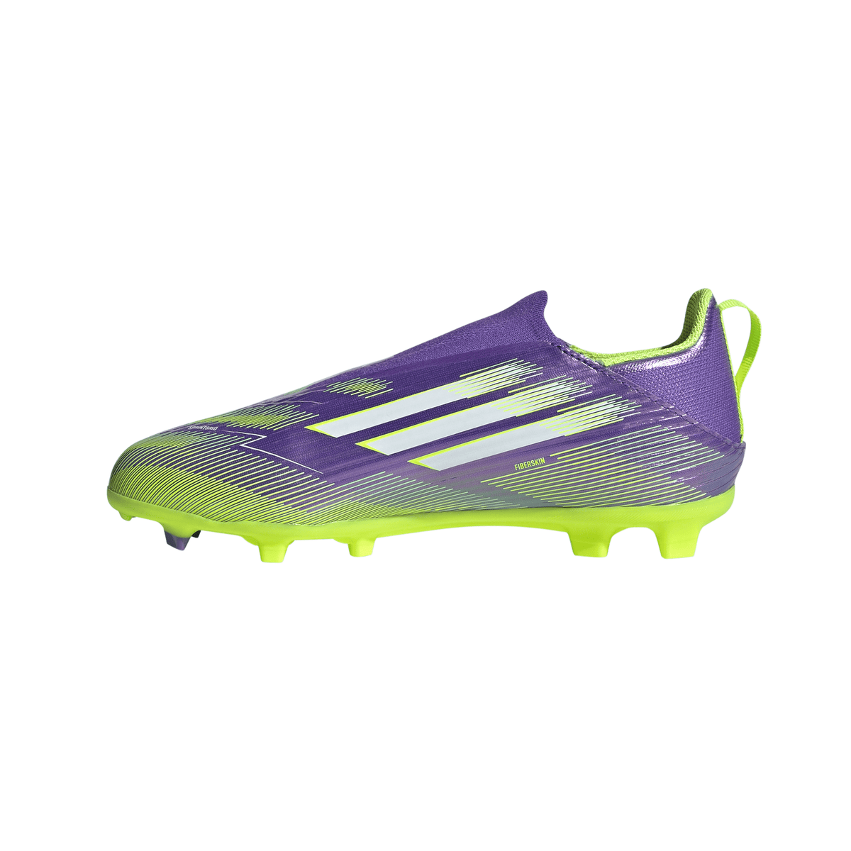 adidas F50 Junior Laceless  League FG Firm Ground Soccer Cleats -Purple Rush / Cloud White / Lucid Lemon