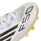 adidas Junior F50 Club FG Firm Ground Soccer Cleats-Cloud White/Core Black/Gold Metallic