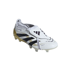 adidas Predator Elite FoldTongue FT FG Firm Ground Soccer Cleats- Cloud White /Core Black/Gold Metallic