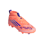 adidas F50 League Mid Junior FG/AG Firm/Artificial-Ground Soccer Cleats- Beam Orange / Lucid Blue / Cloud White